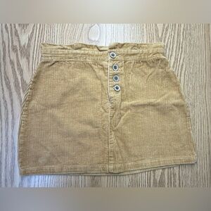 Lottie Moss Stylish Tan Corduroy Mini Skirt